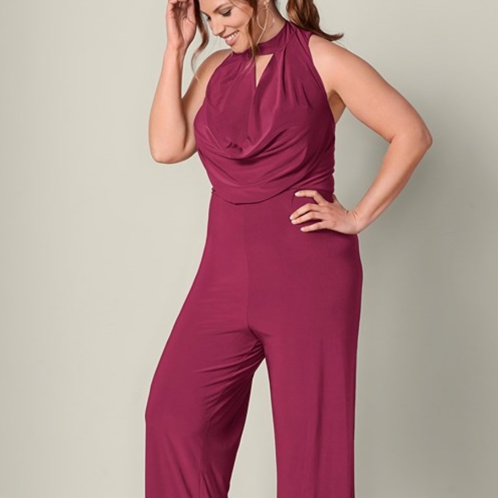 Sexy Wine Colored Plus Sized Jumpsuit